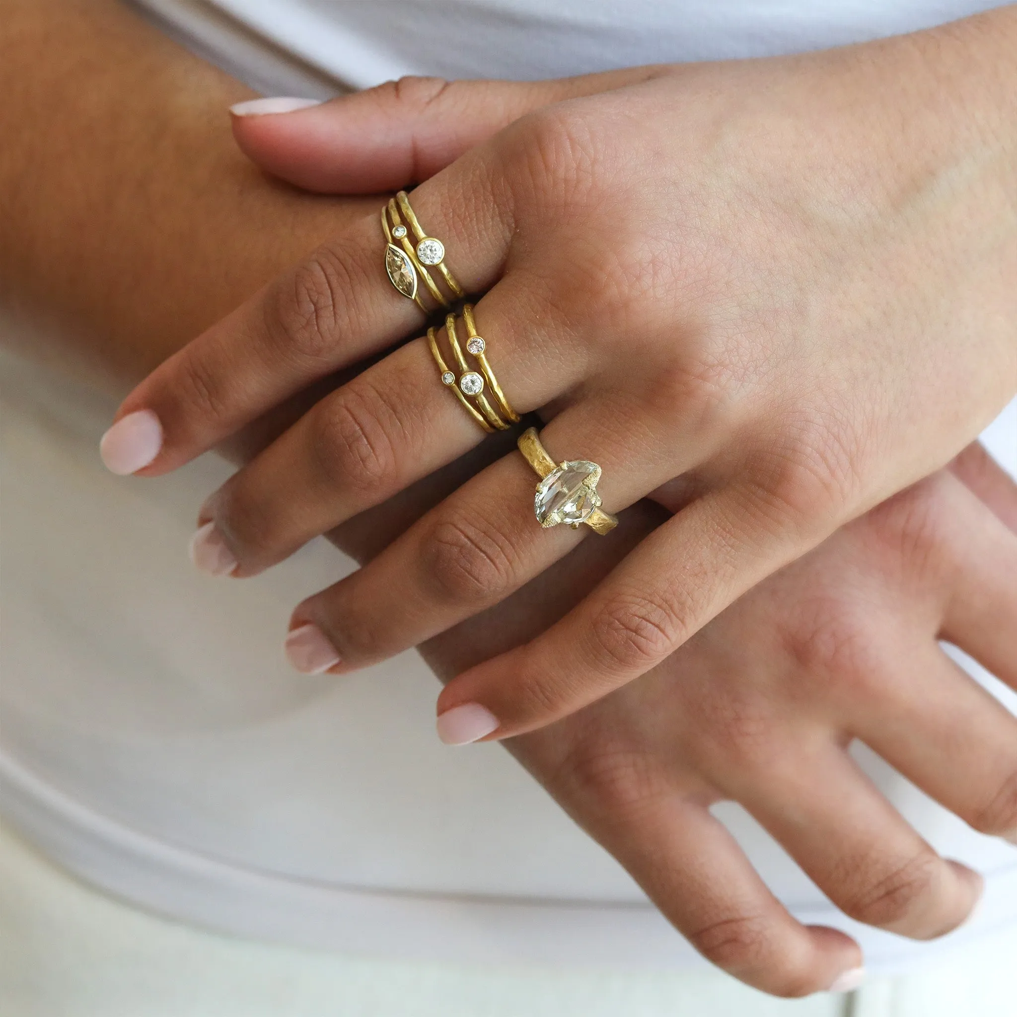 Gold and Full Cut Diamond Stacking Ring