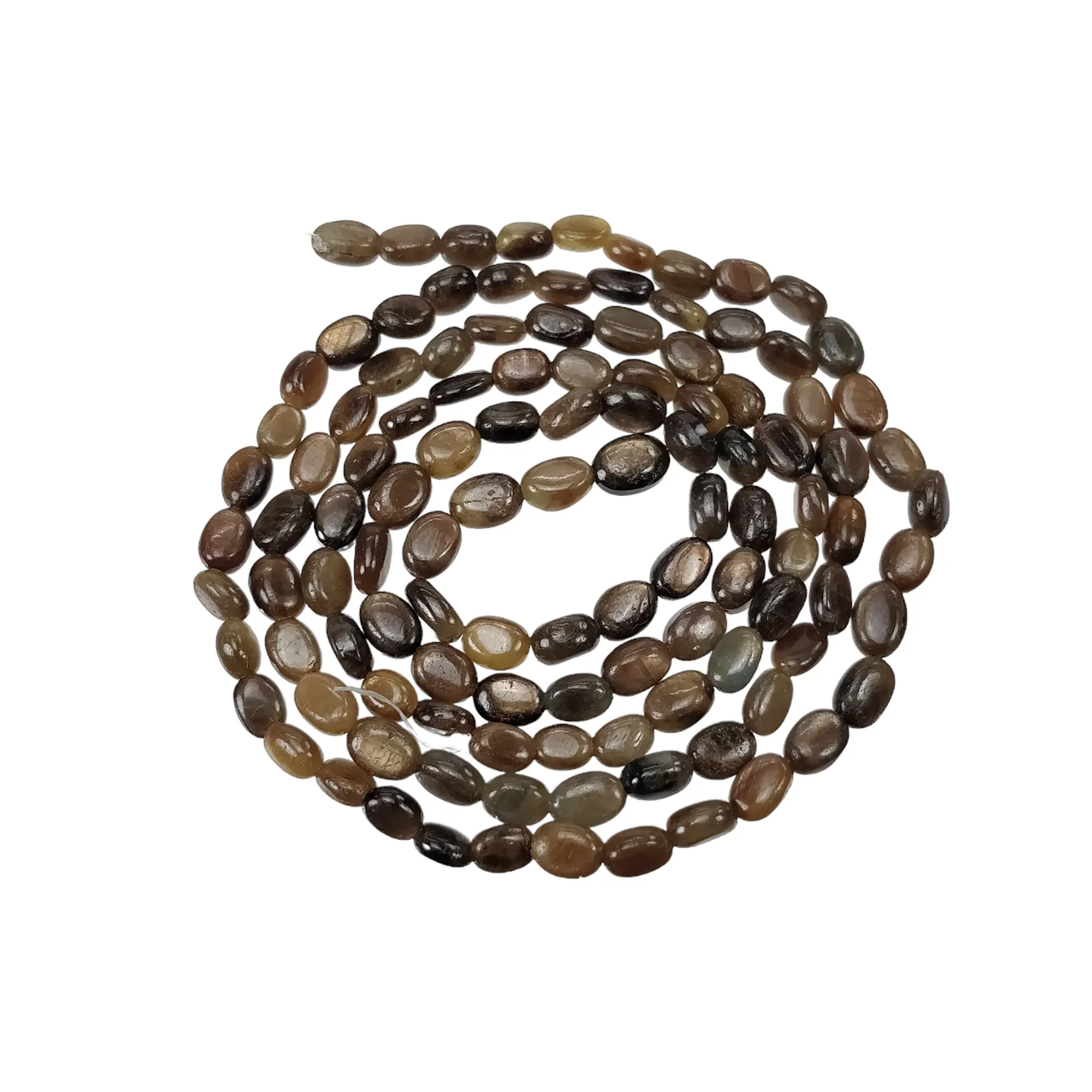 Golden Brown Chocolate Sapphire Gemstone Cabochon Loose Beads : 96.85cts Natural Unheated Oval Plain Nuggets 6*4mm - 7*5mm 25.25"