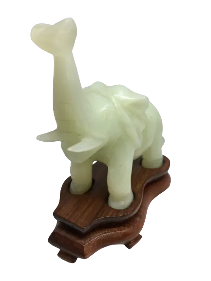 Gorgeous Lucky White Jade Elephant Statue Carving - Unique Gift Ideas