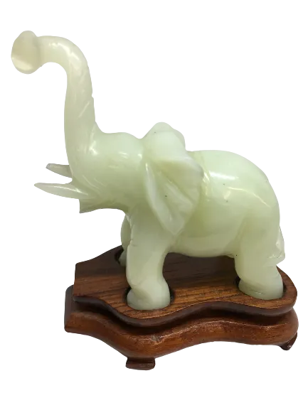 Gorgeous Lucky White Jade Elephant Statue Carving - Unique Gift Ideas