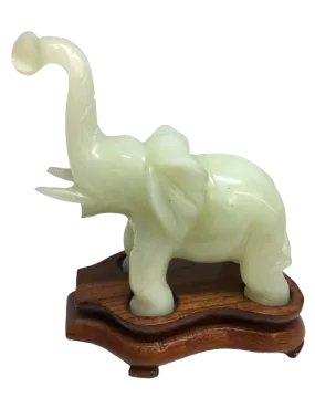 Gorgeous Lucky White Jade Elephant Statue Carving - Unique Gift Ideas