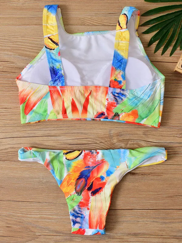 Graffiti High Neck Tank Push Up Bikini Sets