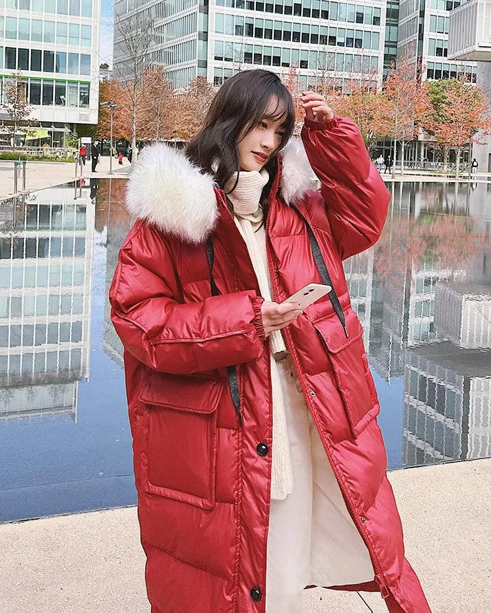 Hellen Fur Hooded Long Puffer Coat