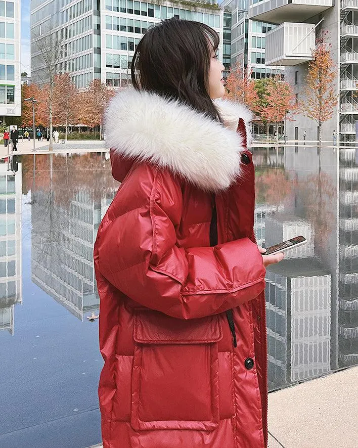 Hellen Fur Hooded Long Puffer Coat