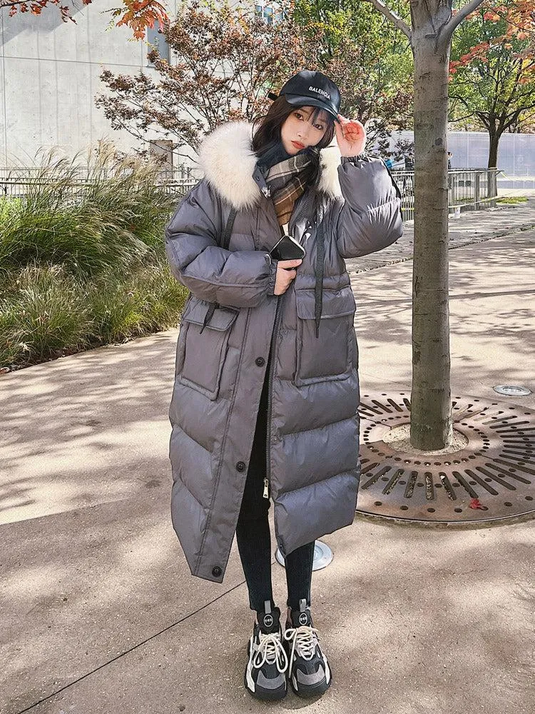 Hellen Fur Hooded Long Puffer Coat