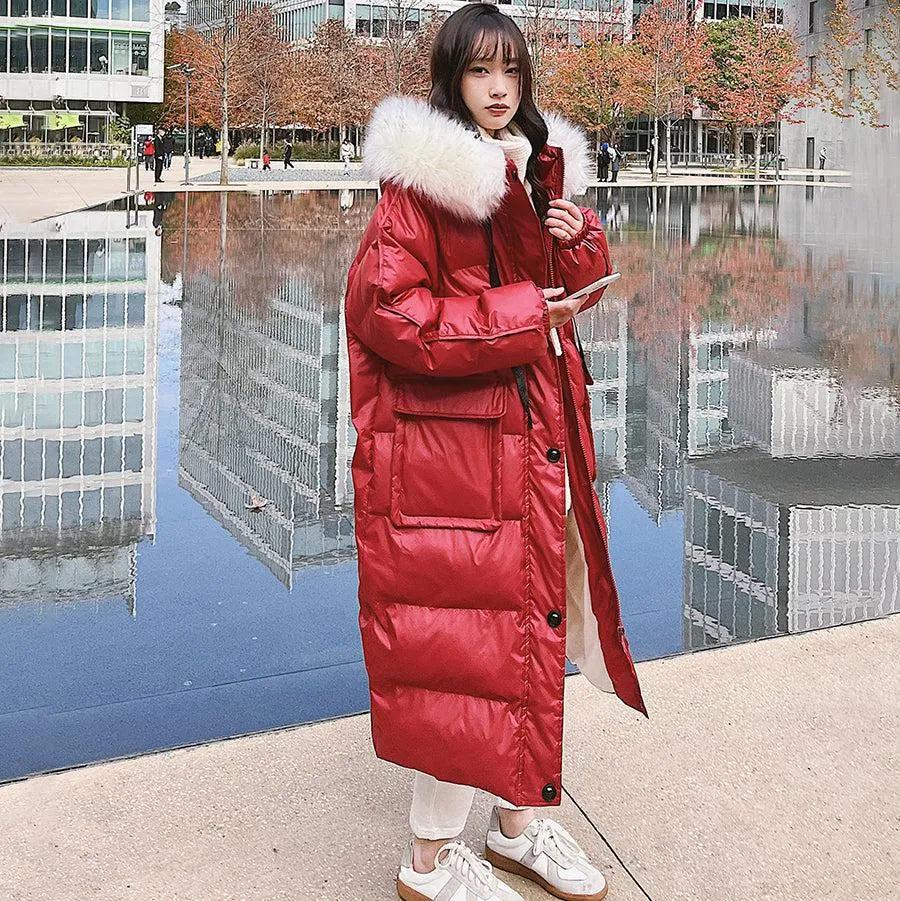 Hellen Fur Hooded Long Puffer Coat