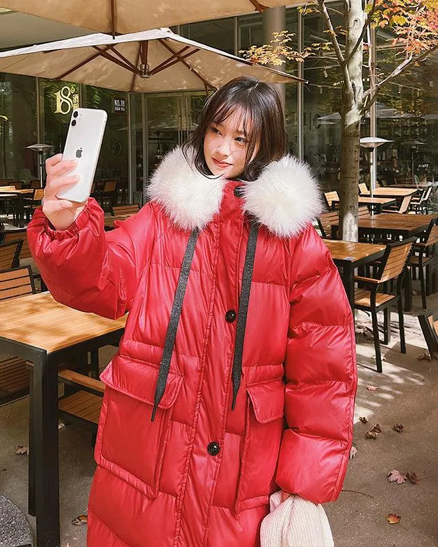 Hellen Fur Hooded Long Puffer Coat