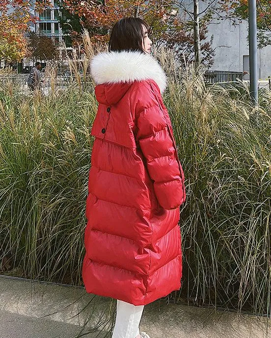 Hellen Fur Hooded Long Puffer Coat