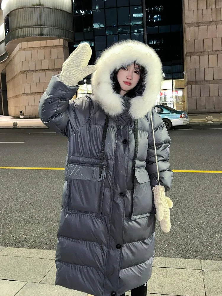 Hellen Fur Hooded Long Puffer Coat