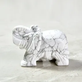 Howlite Elephant 3 Gemstone Carving