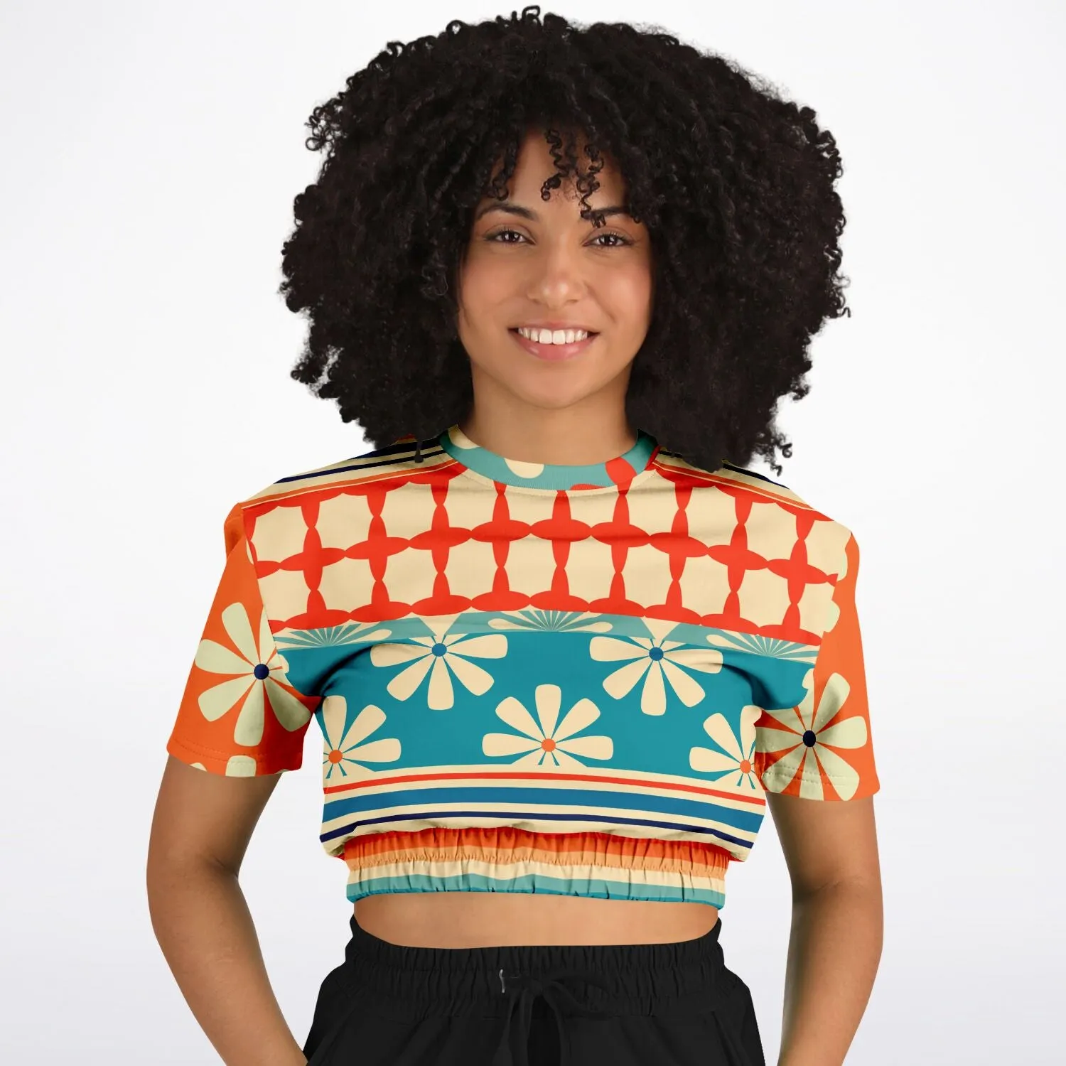 Ima Wallflower Short Sleeve Cropped Eco-Poly Sweater