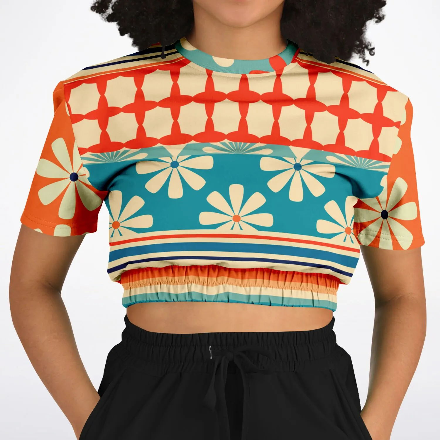 Ima Wallflower Short Sleeve Cropped Eco-Poly Sweater