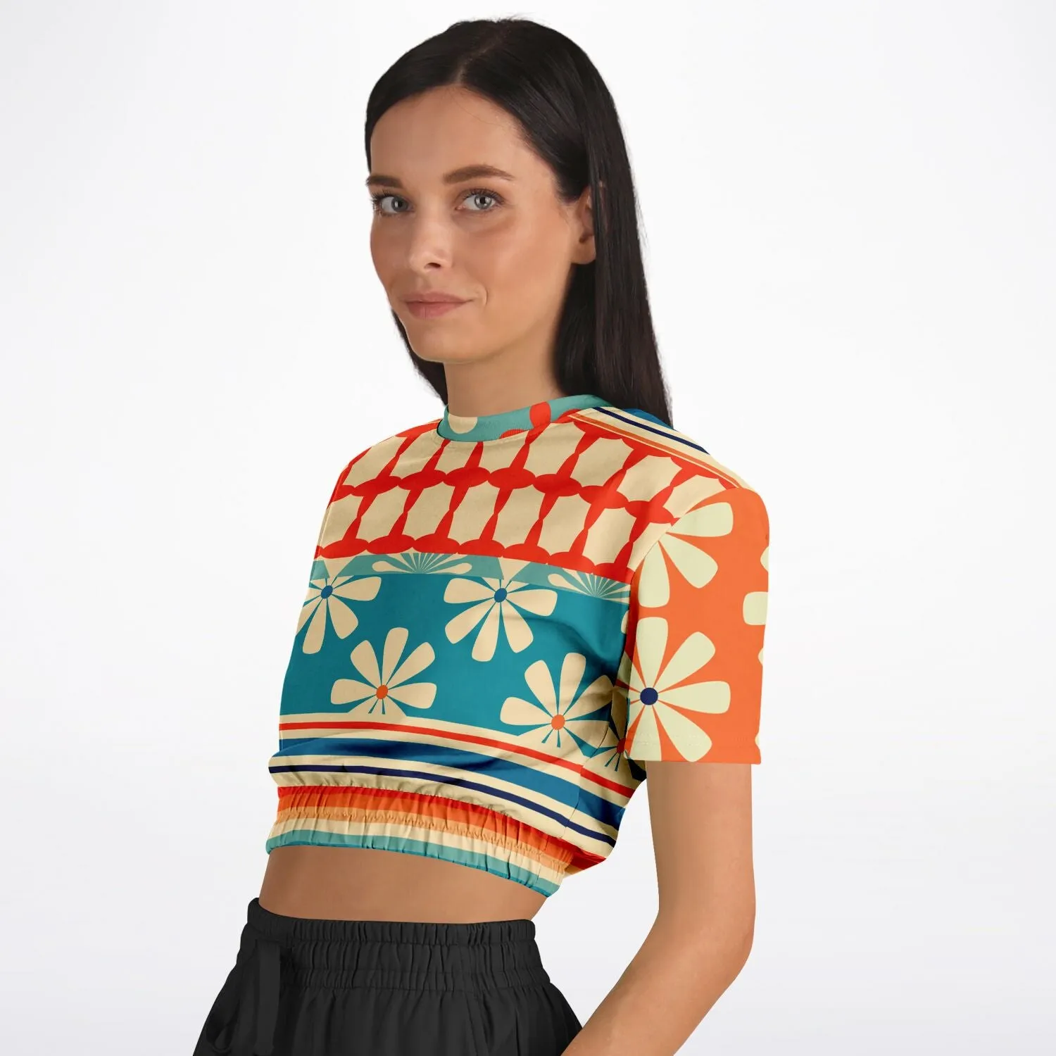 Ima Wallflower Short Sleeve Cropped Eco-Poly Sweater