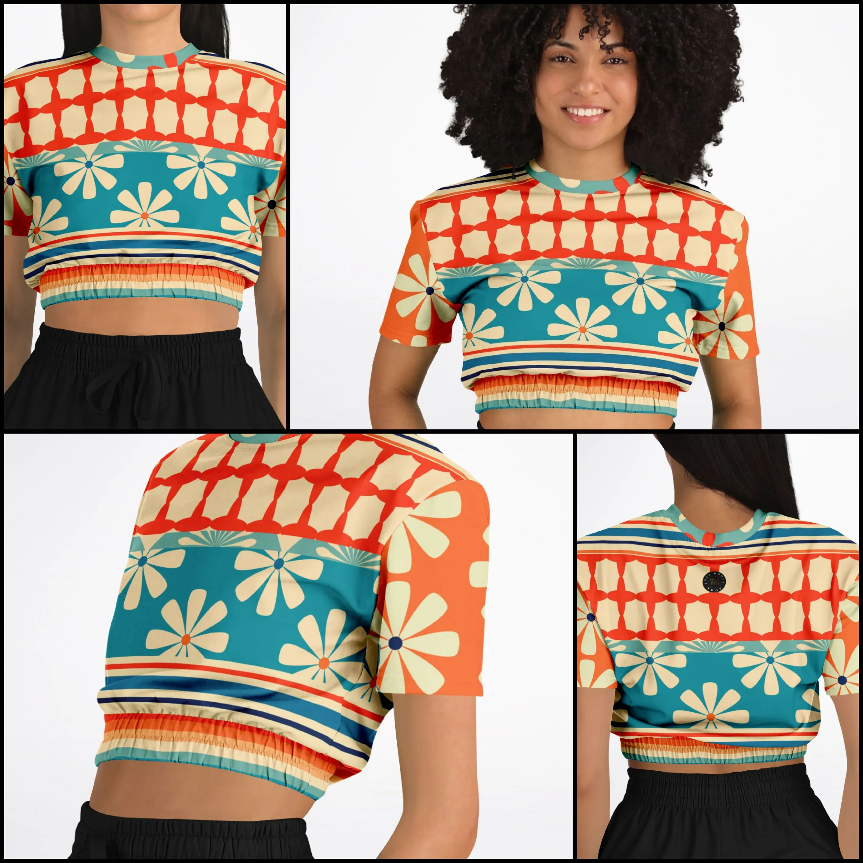 Ima Wallflower Short Sleeve Cropped Eco-Poly Sweater