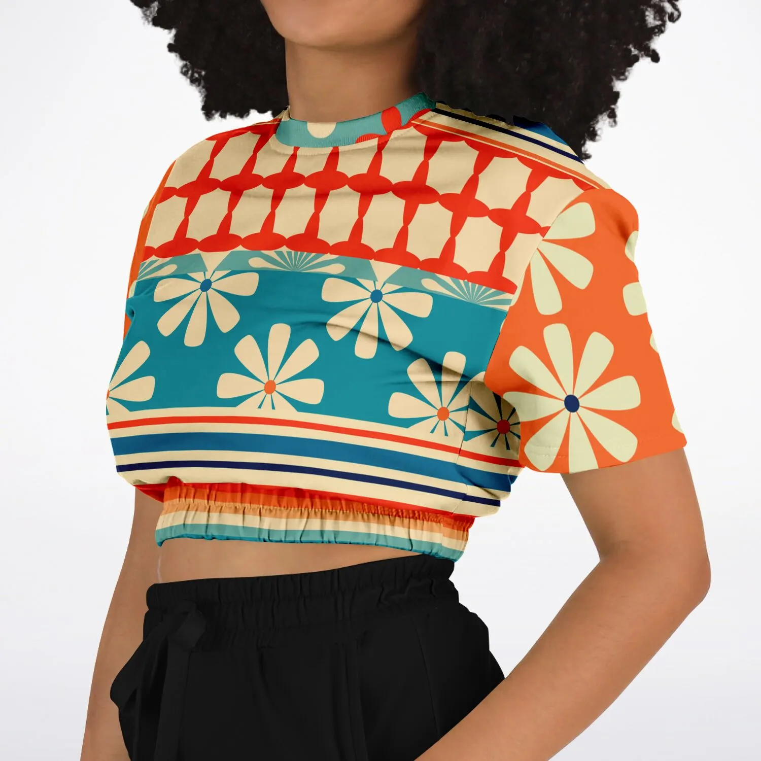 Ima Wallflower Short Sleeve Cropped Eco-Poly Sweater