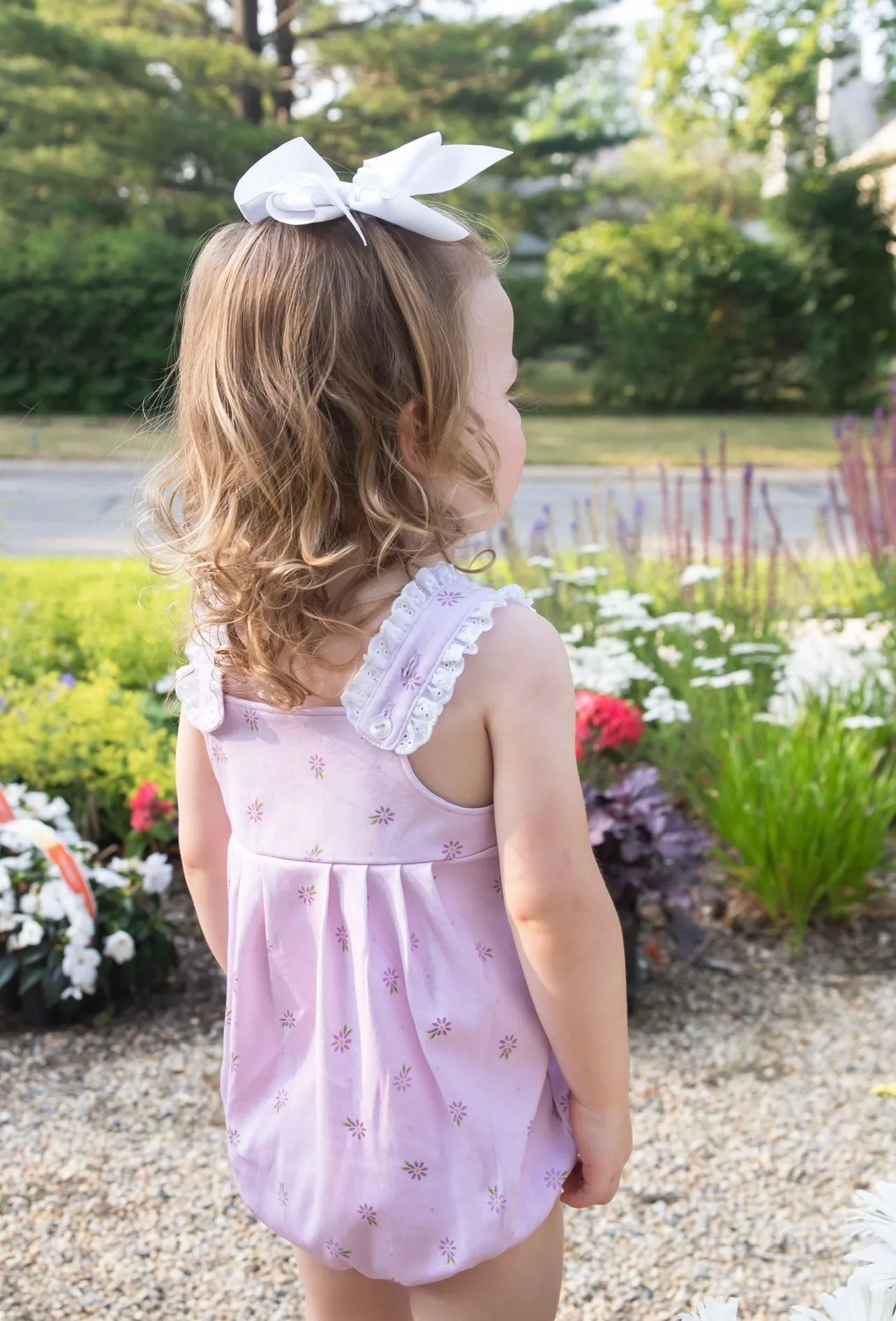 James & Lottie - Lavender Floral Bubble with Eyelet Details Mila Bubble