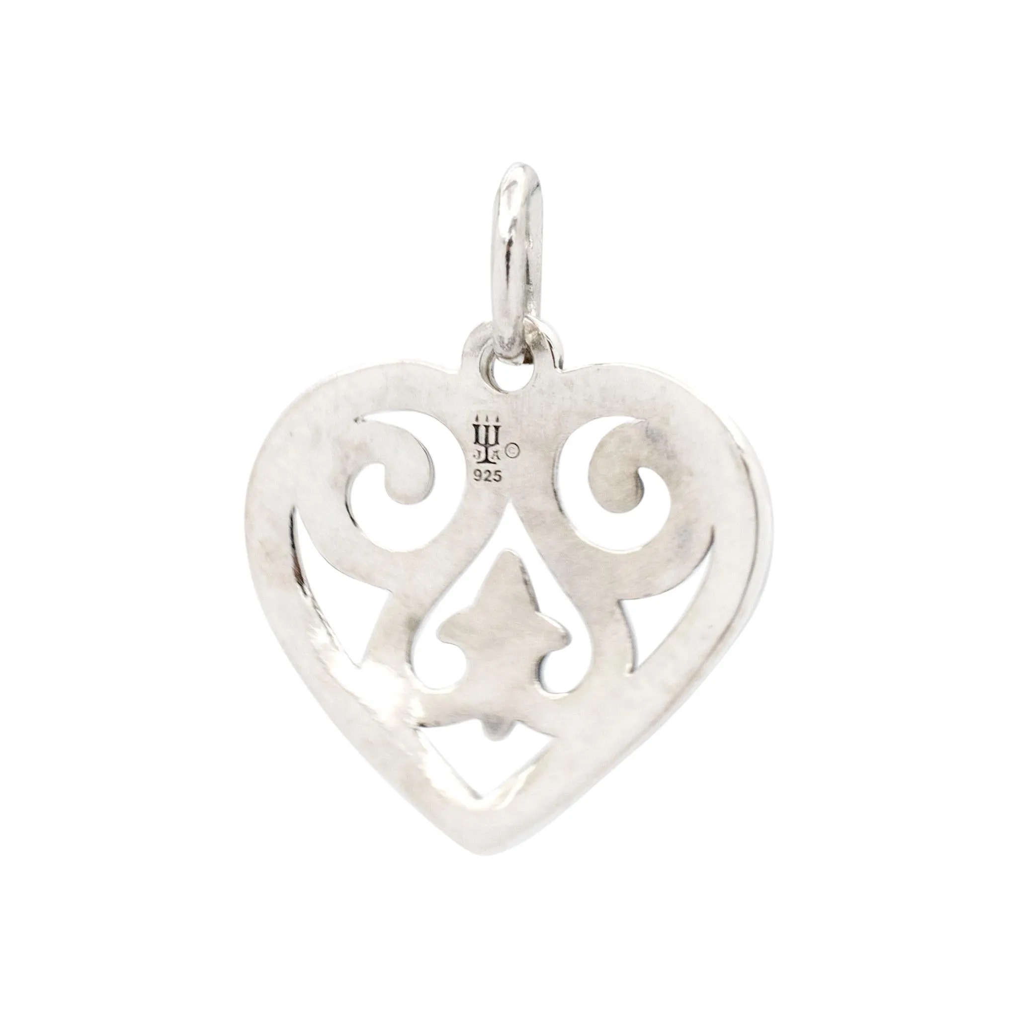 James Avery 925 Sterling Silver French Scroll Heart Charm Pendant