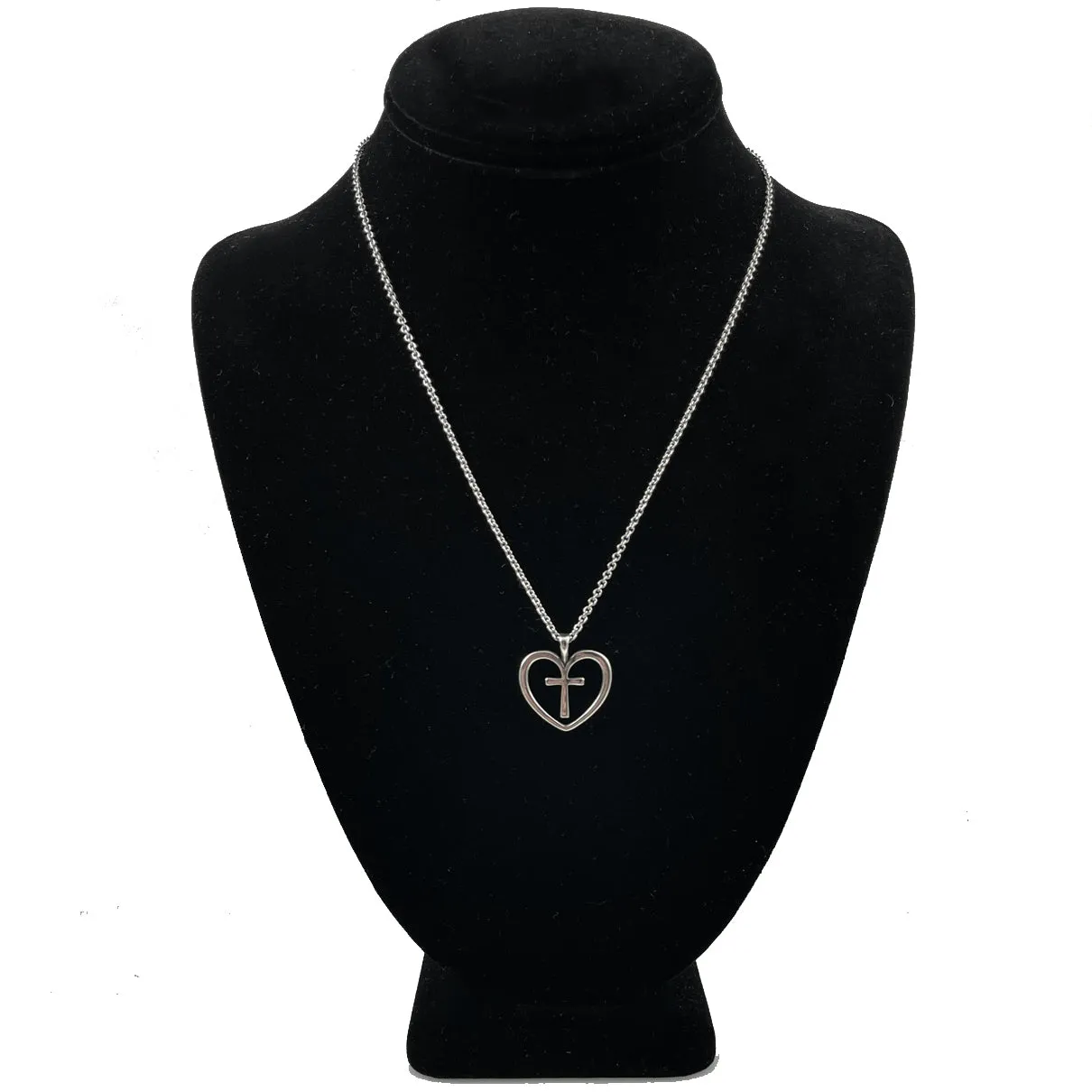 James Avery Cross in Heart Sterling Necklace