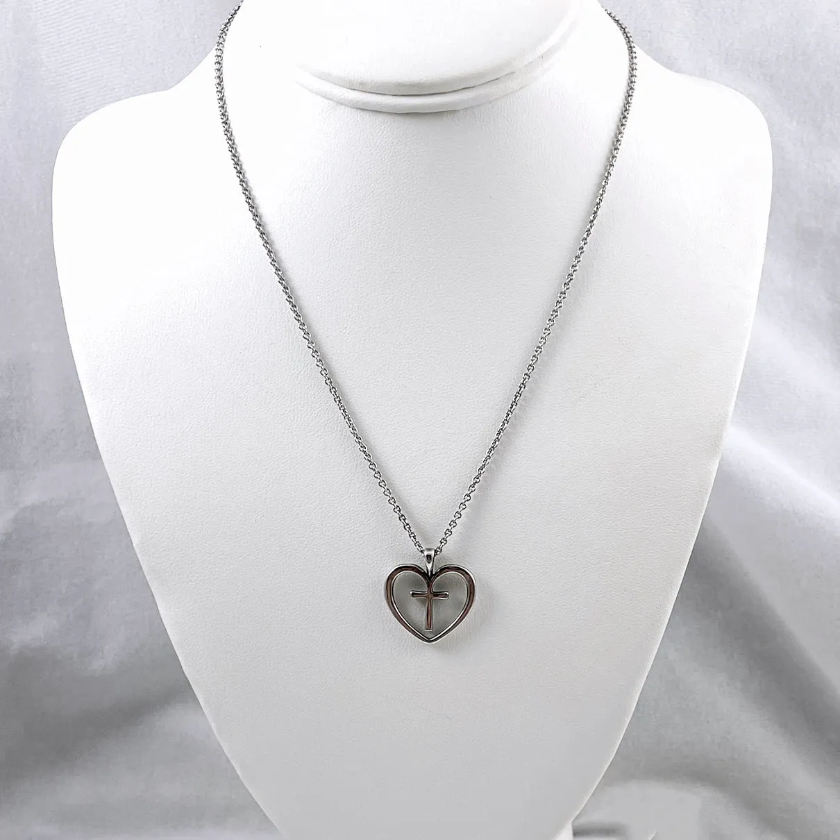 James Avery Cross in Heart Sterling Necklace