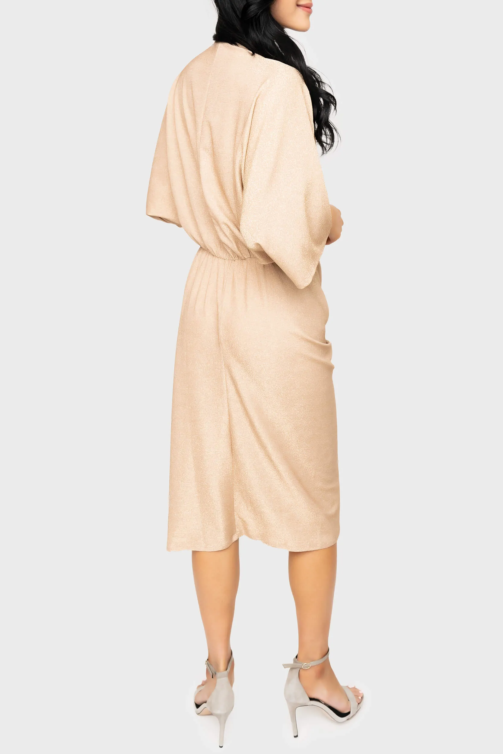 Jennifer Drape Front Shine Surplice Dress