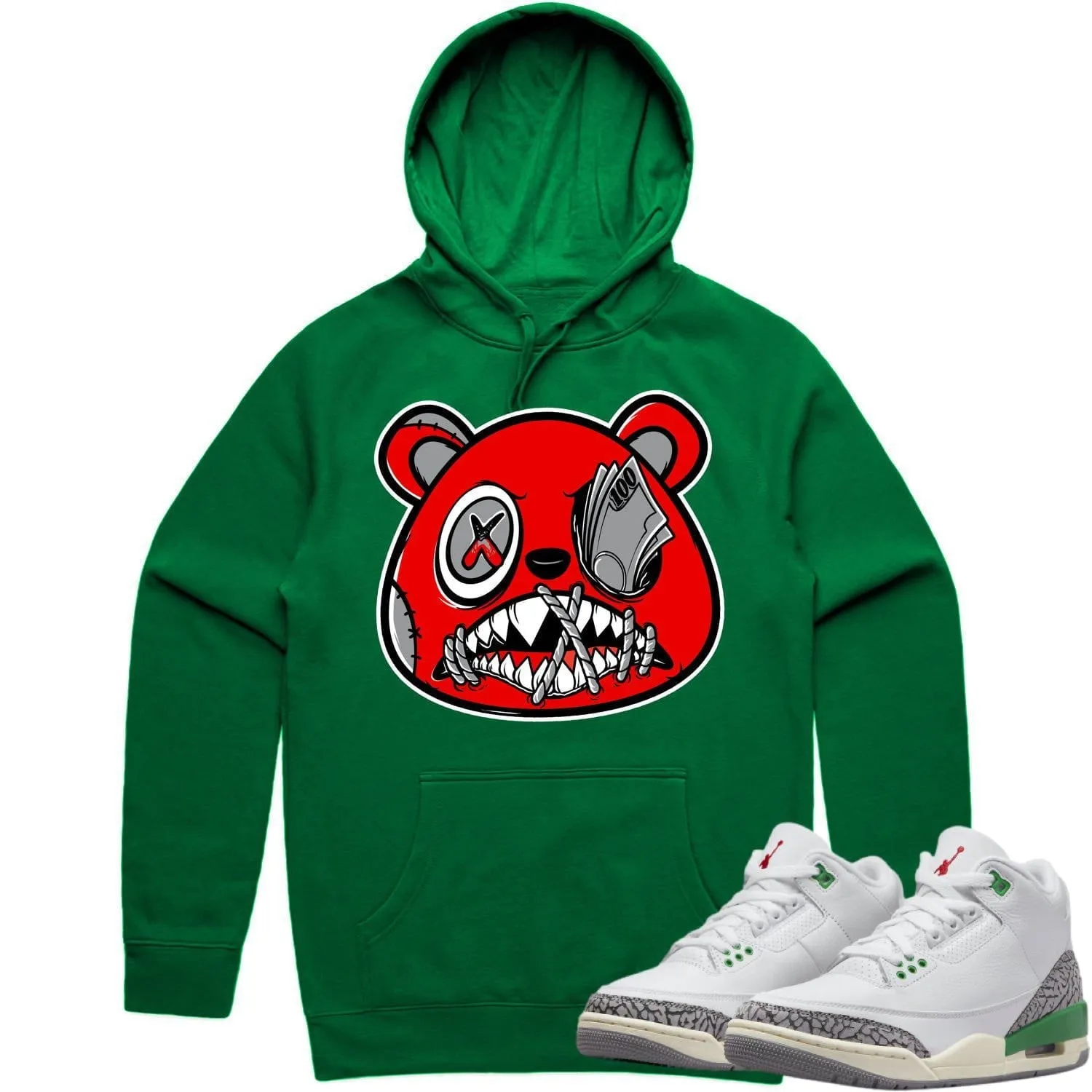 Jordan 3 Lucky Green 3s Hoodie to Match - ANGRY MONEY TALKS BAWS