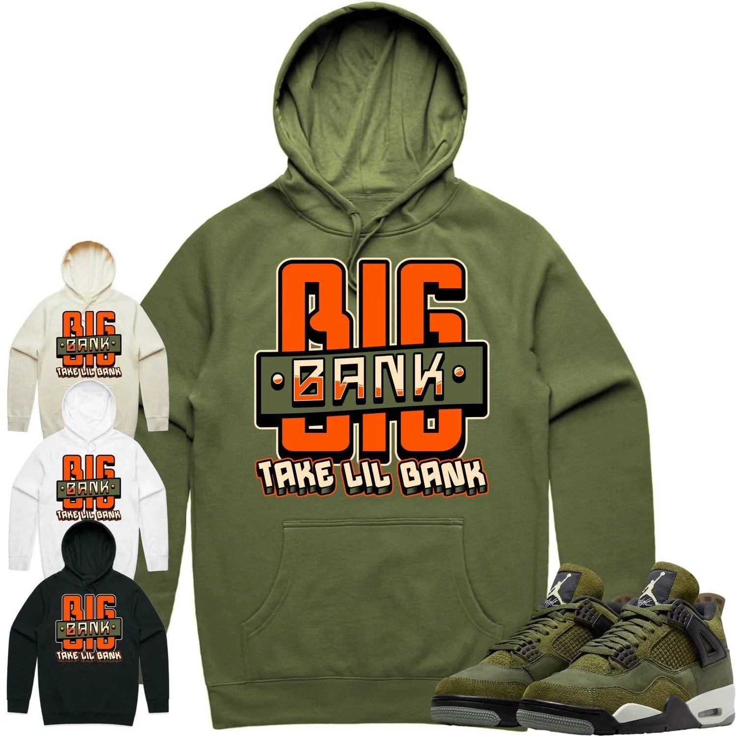 Jordan 4 Craft Olive 4s Hoodie to Match - CELADON BIG BANK