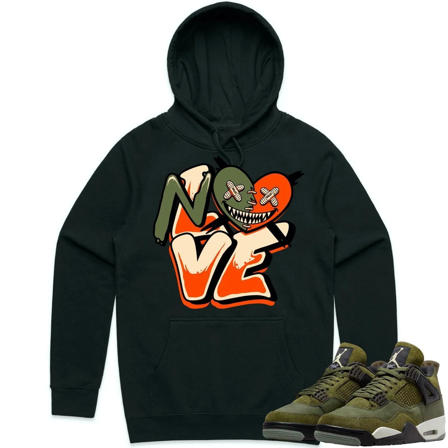 Jordan 4 Craft Olive 4s Hoodie to Match - CELADON NO LOVE BAWS