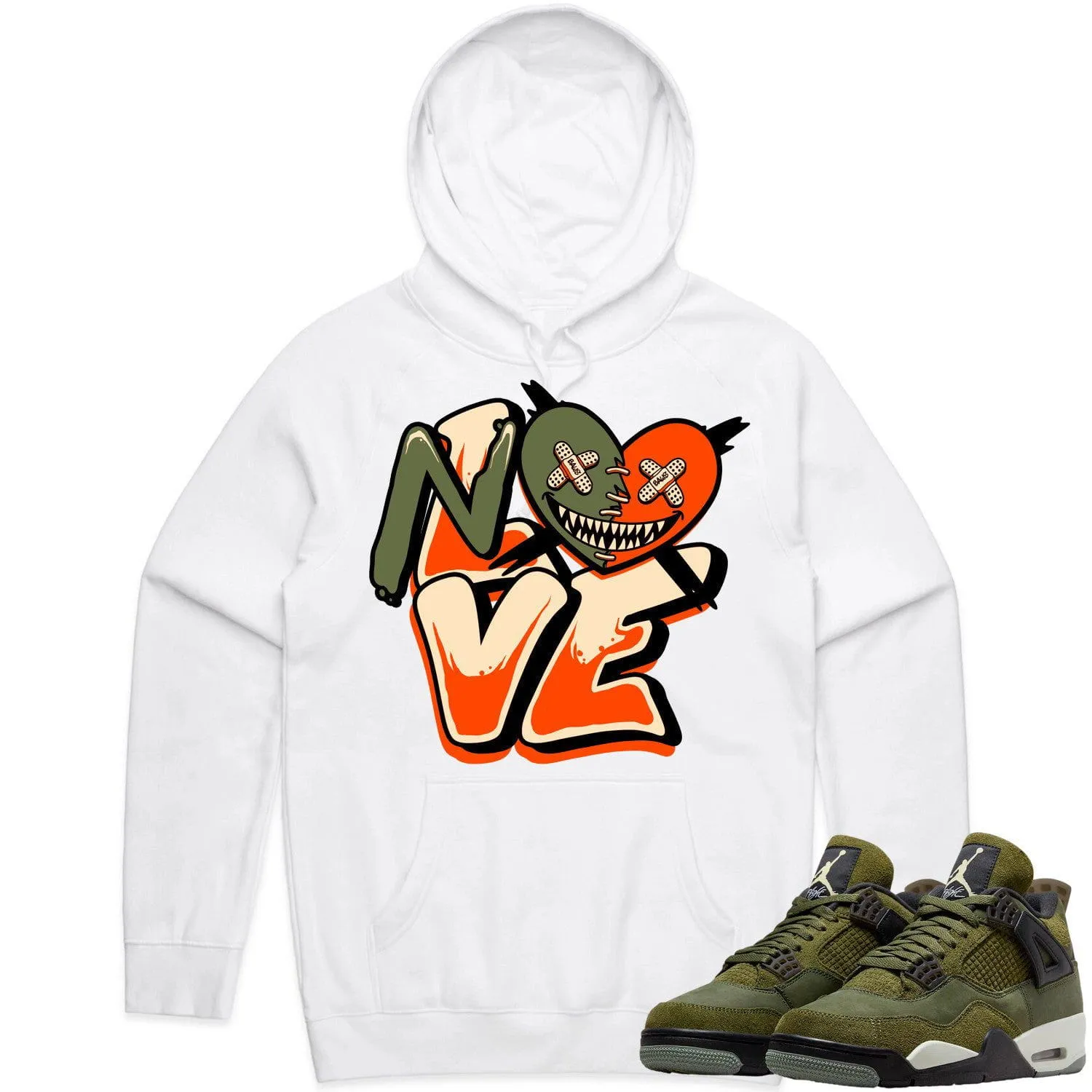 Jordan 4 Craft Olive 4s Hoodie to Match - CELADON NO LOVE BAWS