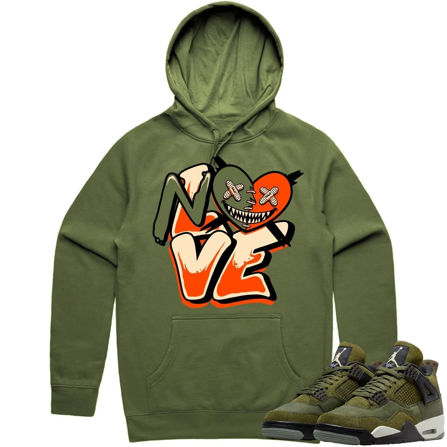 Jordan 4 Craft Olive 4s Hoodie to Match - CELADON NO LOVE BAWS