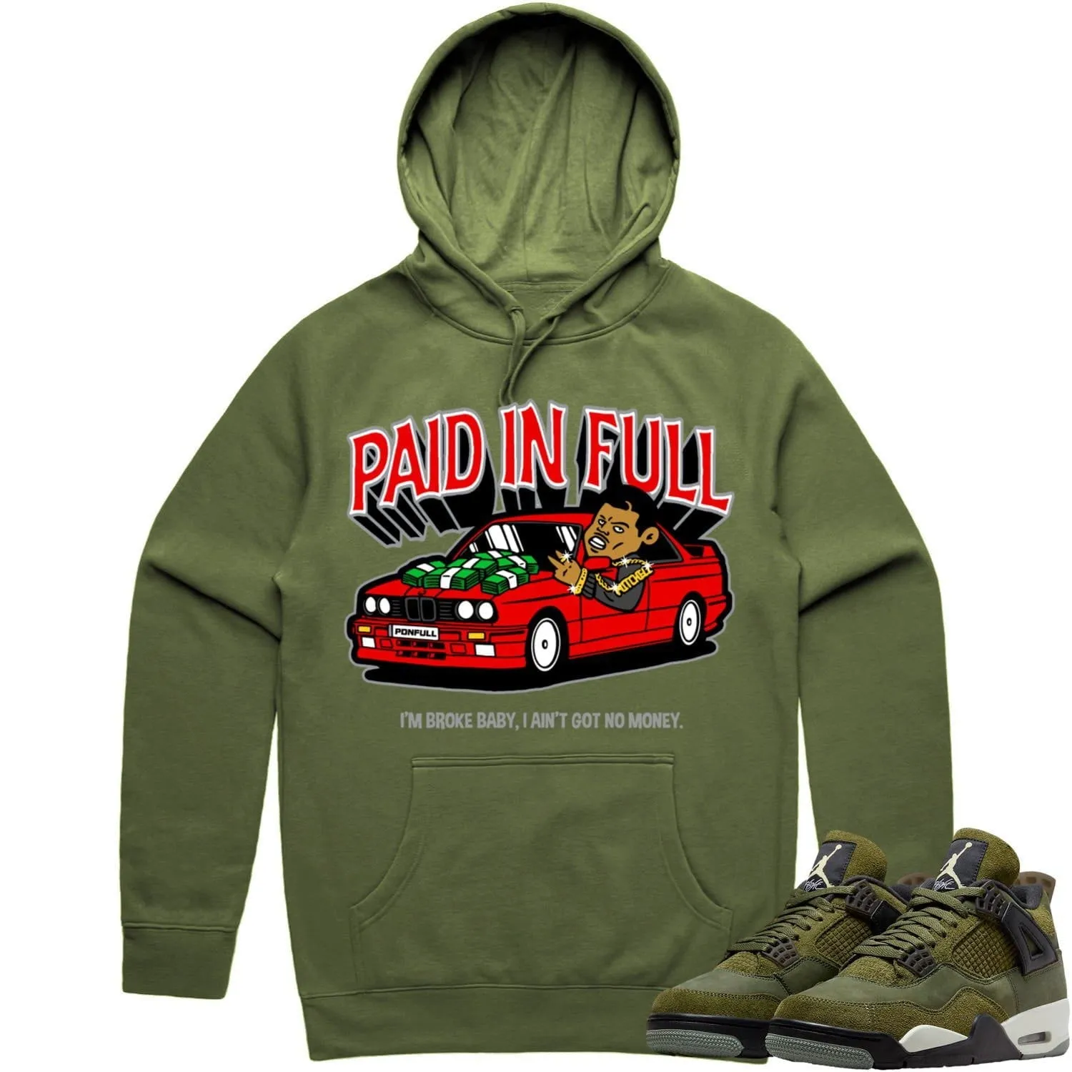 Jordan 4 Craft Olive 4s Hoodie to Match - RED PAID