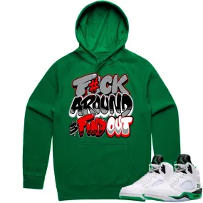 Jordan 5 Lucky Green 5s Hoodie to Match - RED F#CK