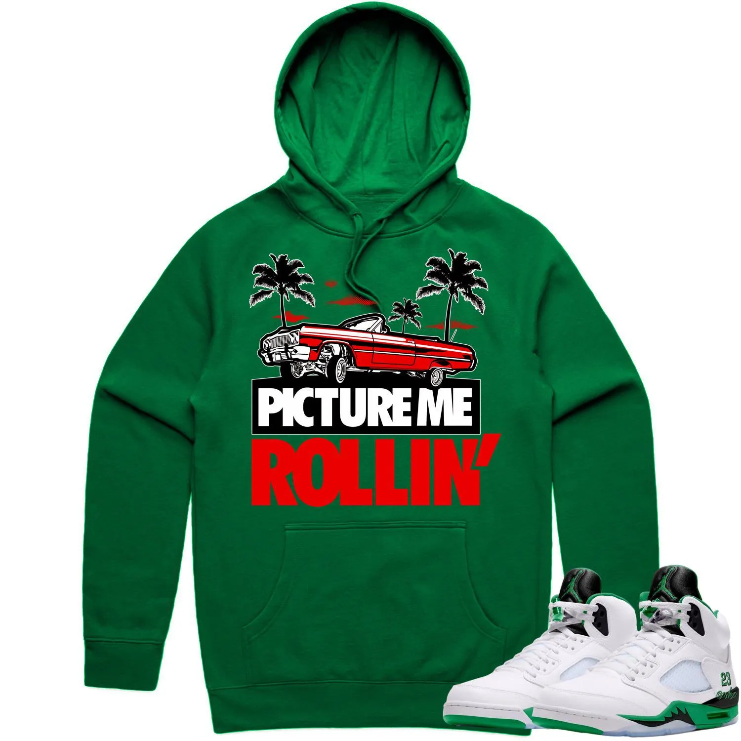 Jordan 5 Lucky Green 5s Hoodie to Match - RED PMR