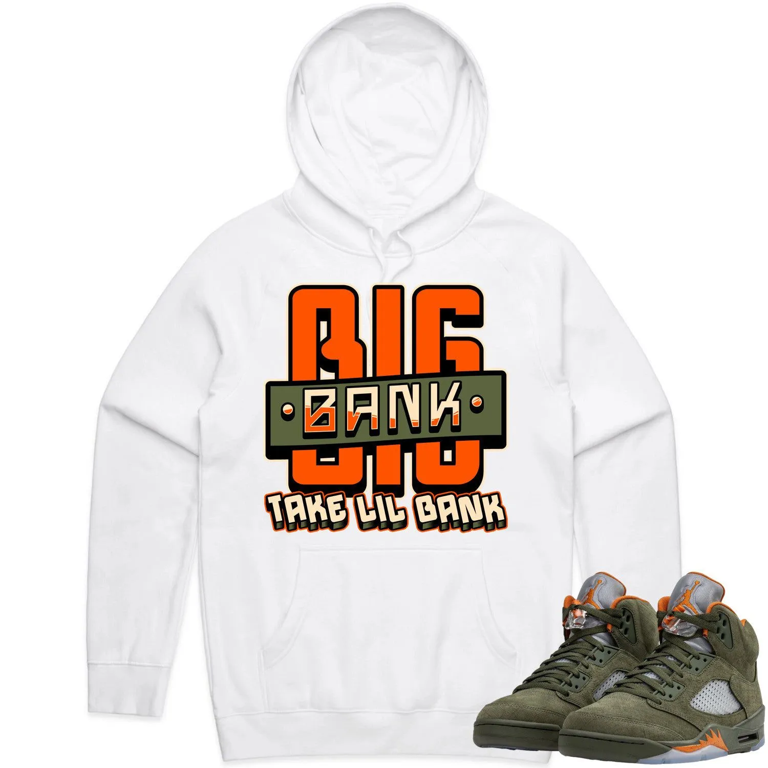 Jordan Retro 5 Olive 5s Hoodie to Match - CELADON BIG BANK