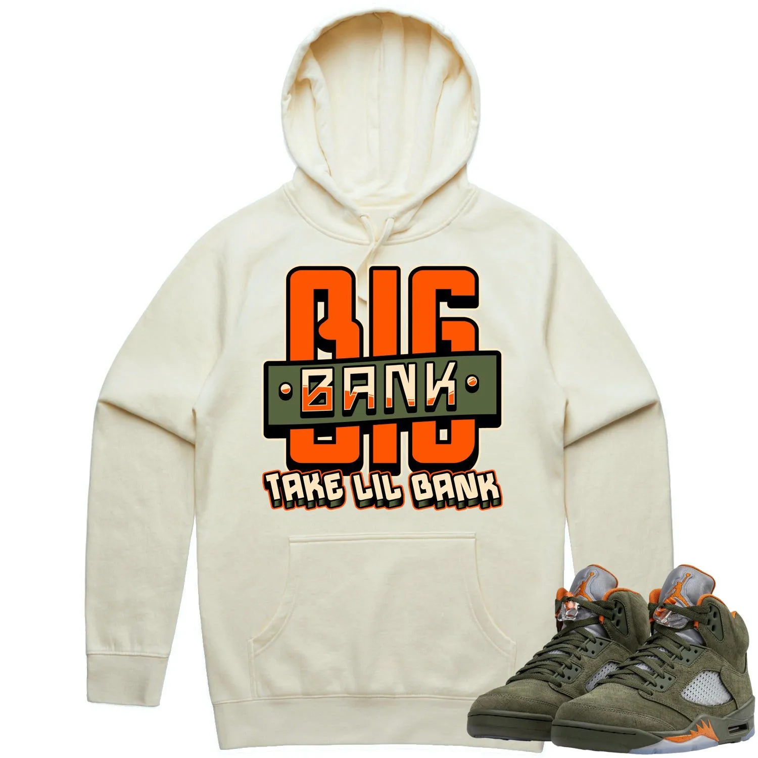 Jordan Retro 5 Olive 5s Hoodie to Match - CELADON BIG BANK