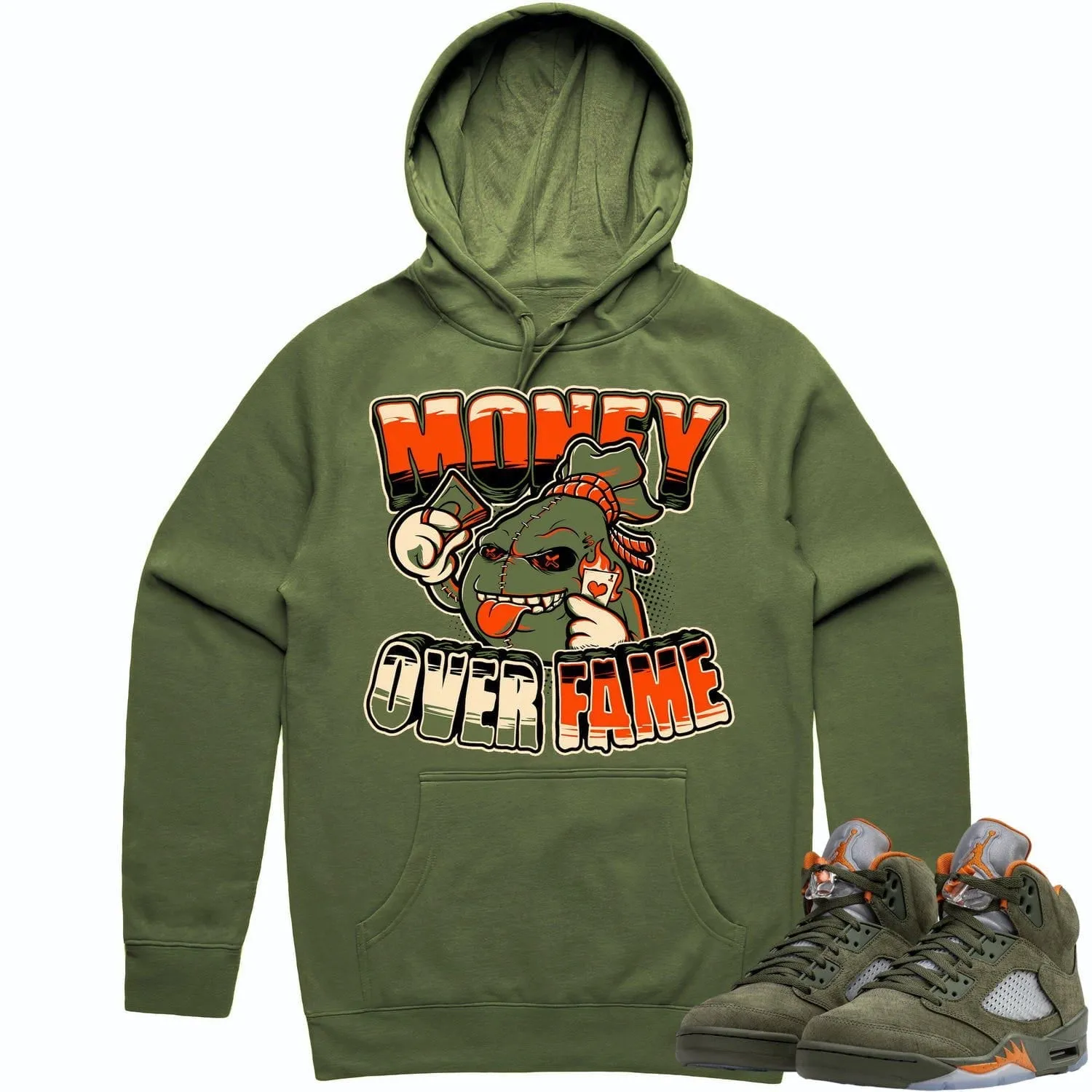 Jordan Retro 5 Olive 5s Hoodie to Match - CELADON MOF