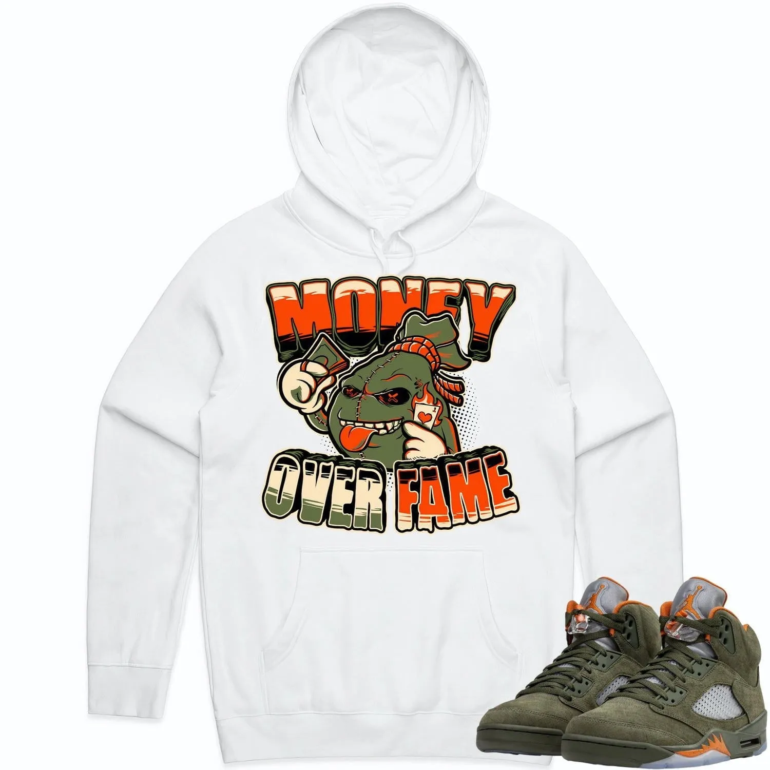 Jordan Retro 5 Olive 5s Hoodie to Match - CELADON MOF