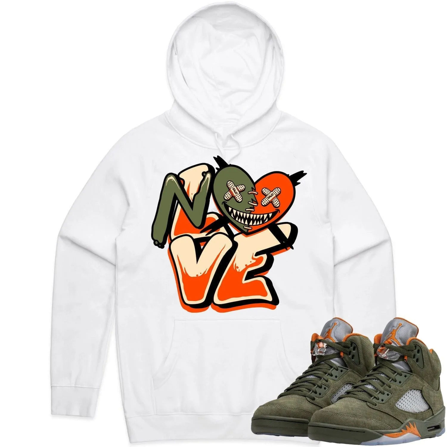 Jordan Retro 5 Olive 5s Hoodie to Match - CELADON NO LOVE BAWS