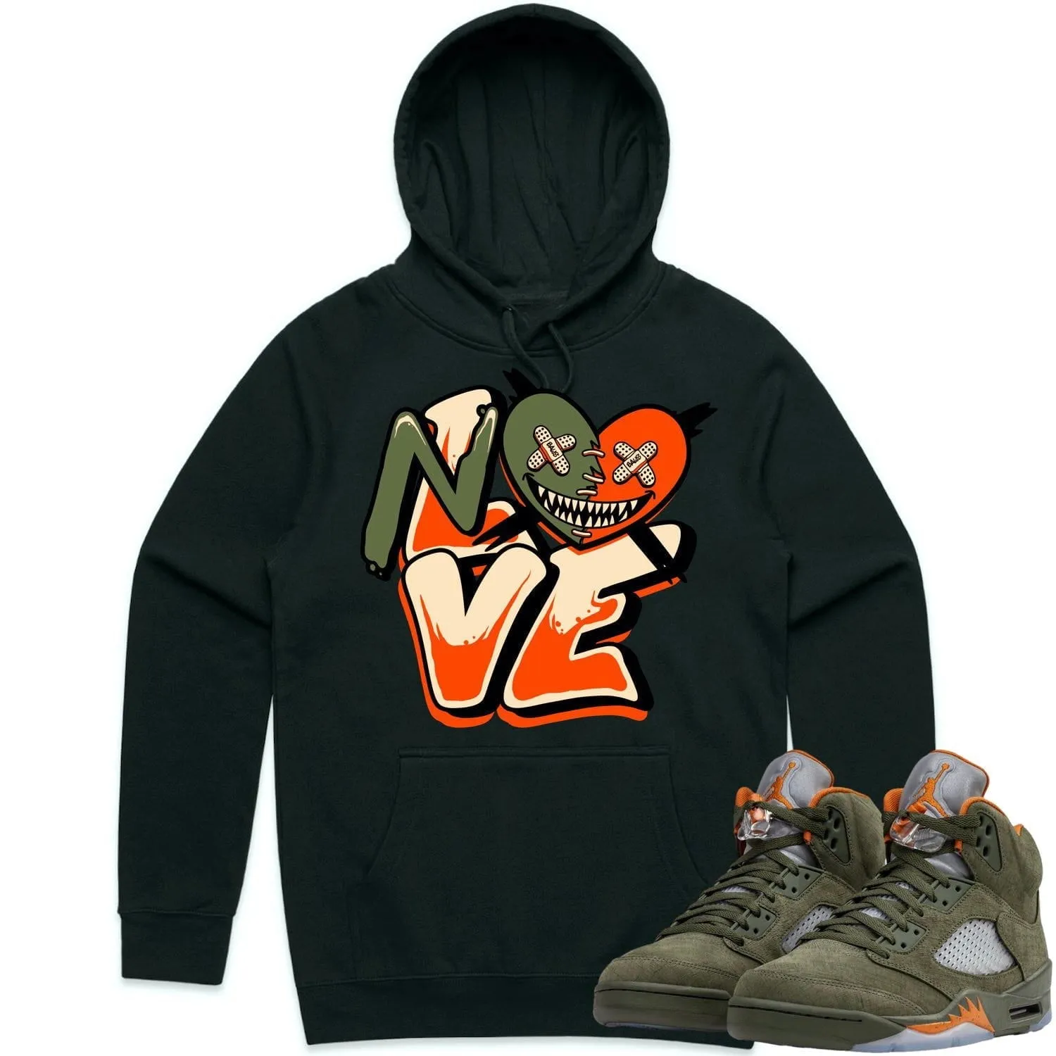 Jordan Retro 5 Olive 5s Hoodie to Match - CELADON NO LOVE BAWS