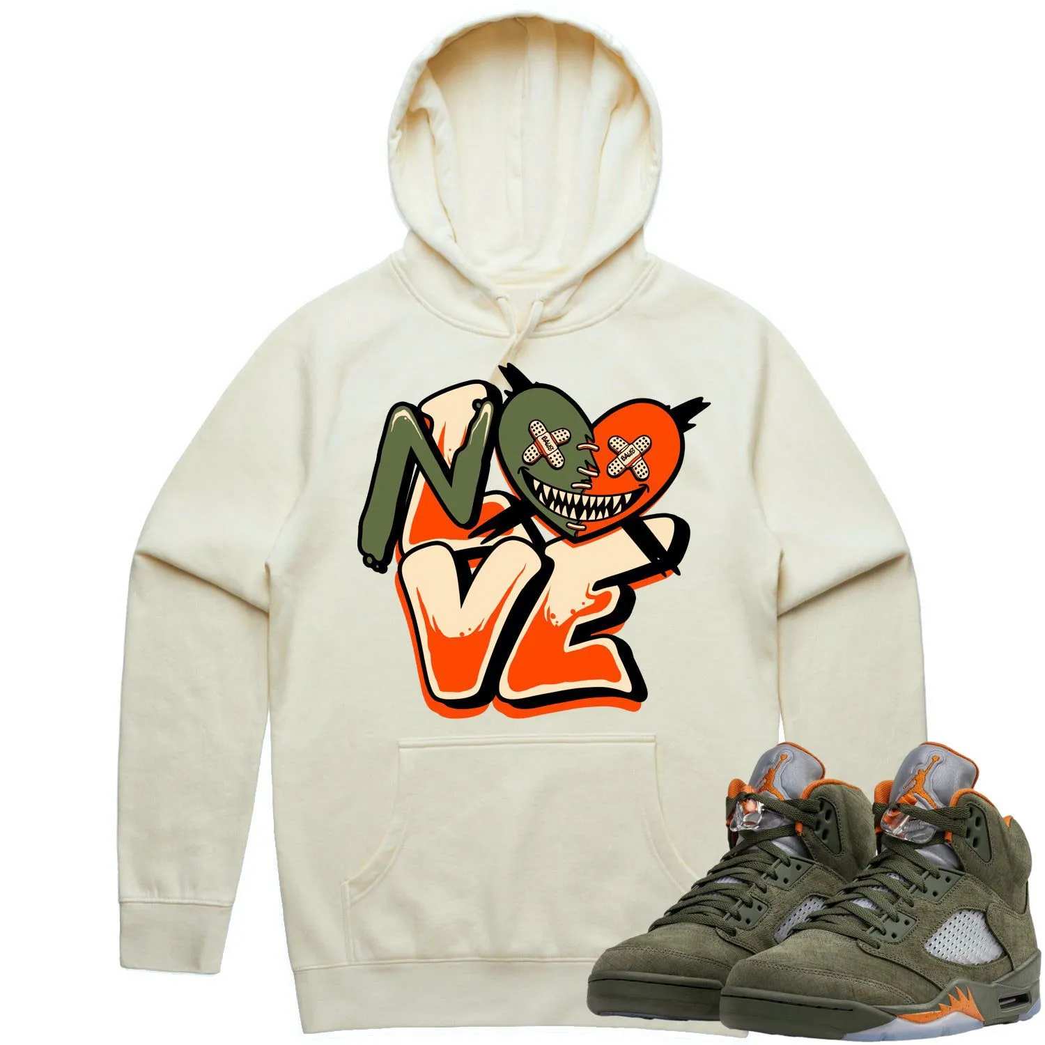 Jordan Retro 5 Olive 5s Hoodie to Match - CELADON NO LOVE BAWS