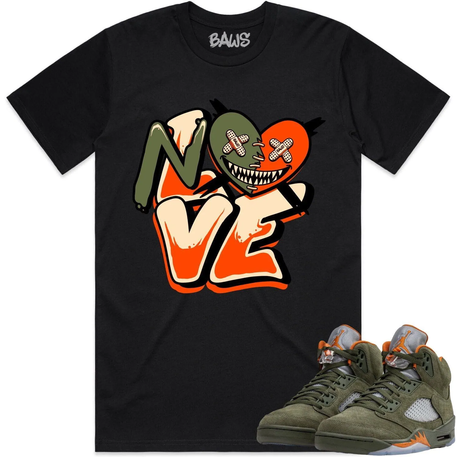 Jordan Retro 5 Olive 5s Shirt to Match - CELADON NO LOVE BAWS