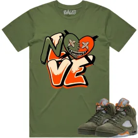 Jordan Retro 5 Olive 5s Shirt to Match - CELADON NO LOVE BAWS