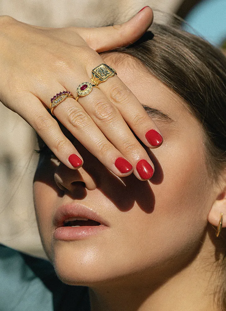 Jumi rhodolite garnet ring 14k gold