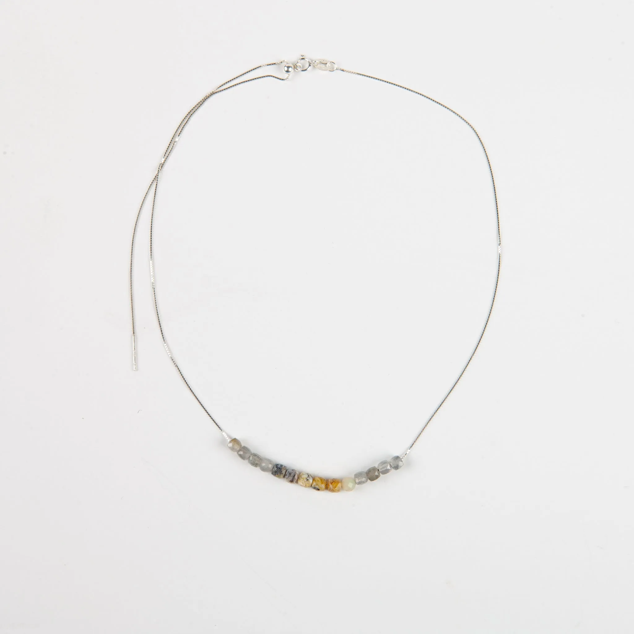 Labradorite & Yellow Opal Adjustable Slide Chain Gemstone Necklace