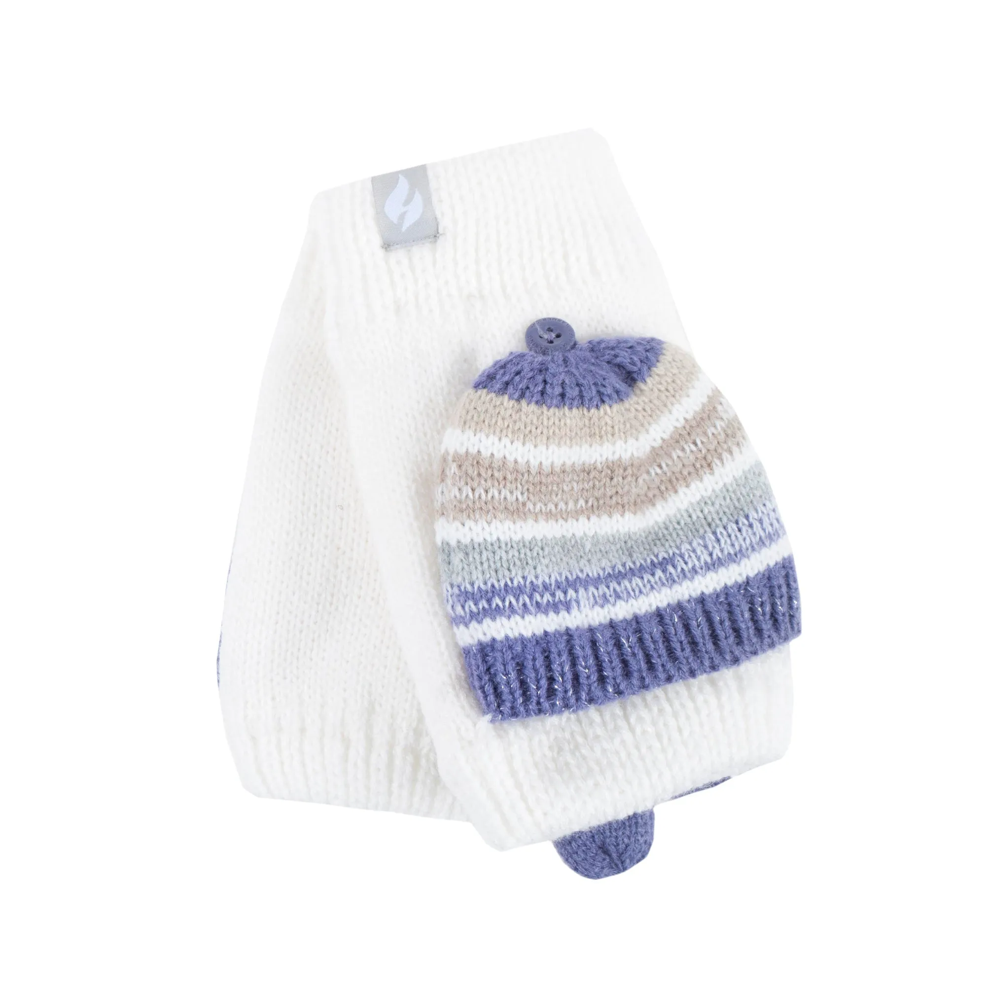 Ladies Bronte Converter Mittens - Cream & Dusted Lilac