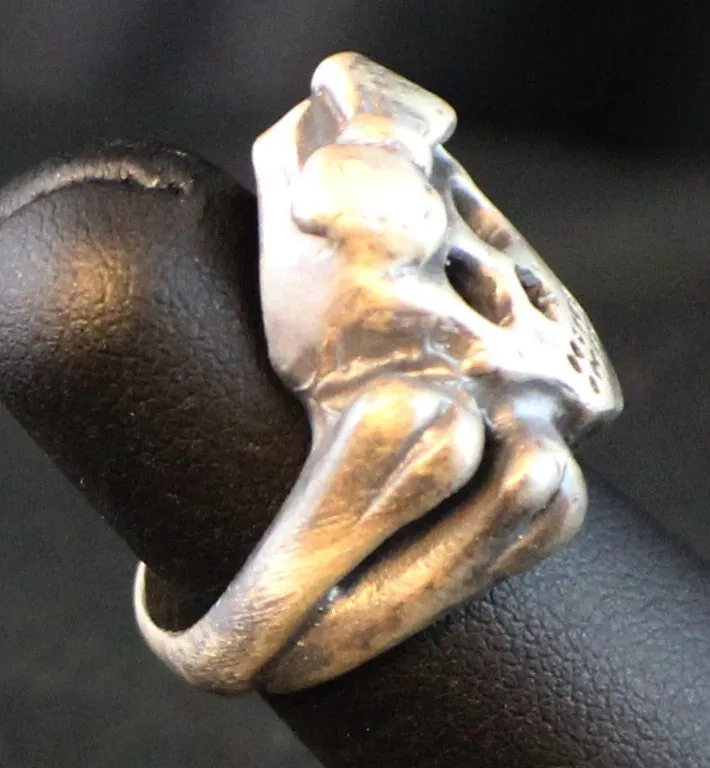 LADY DARKNESS. "Punker Girl" .925 Heavy Sterling Silver Skull Ring-UDINC0086