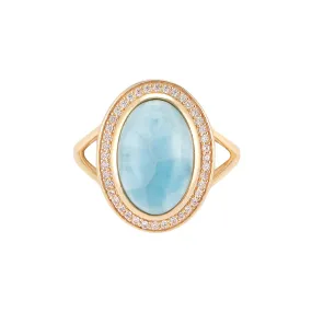 Larimar Halo Ring 14k gold vermeil