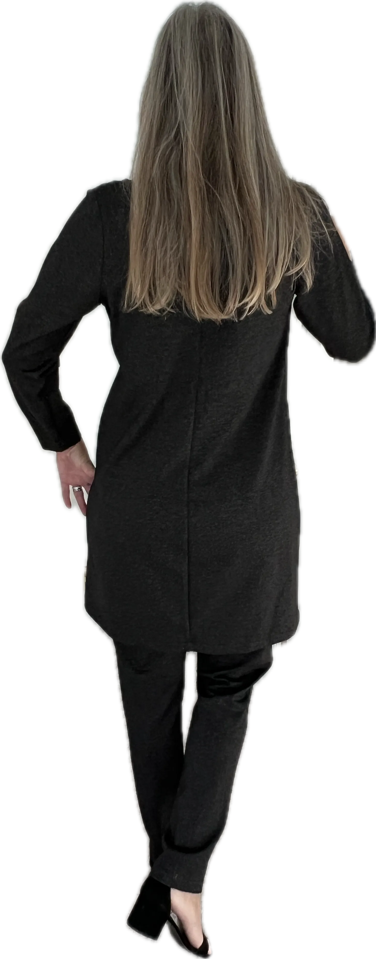 Lili Butler Black Long Sleeve Tunic and Pants Set, 12