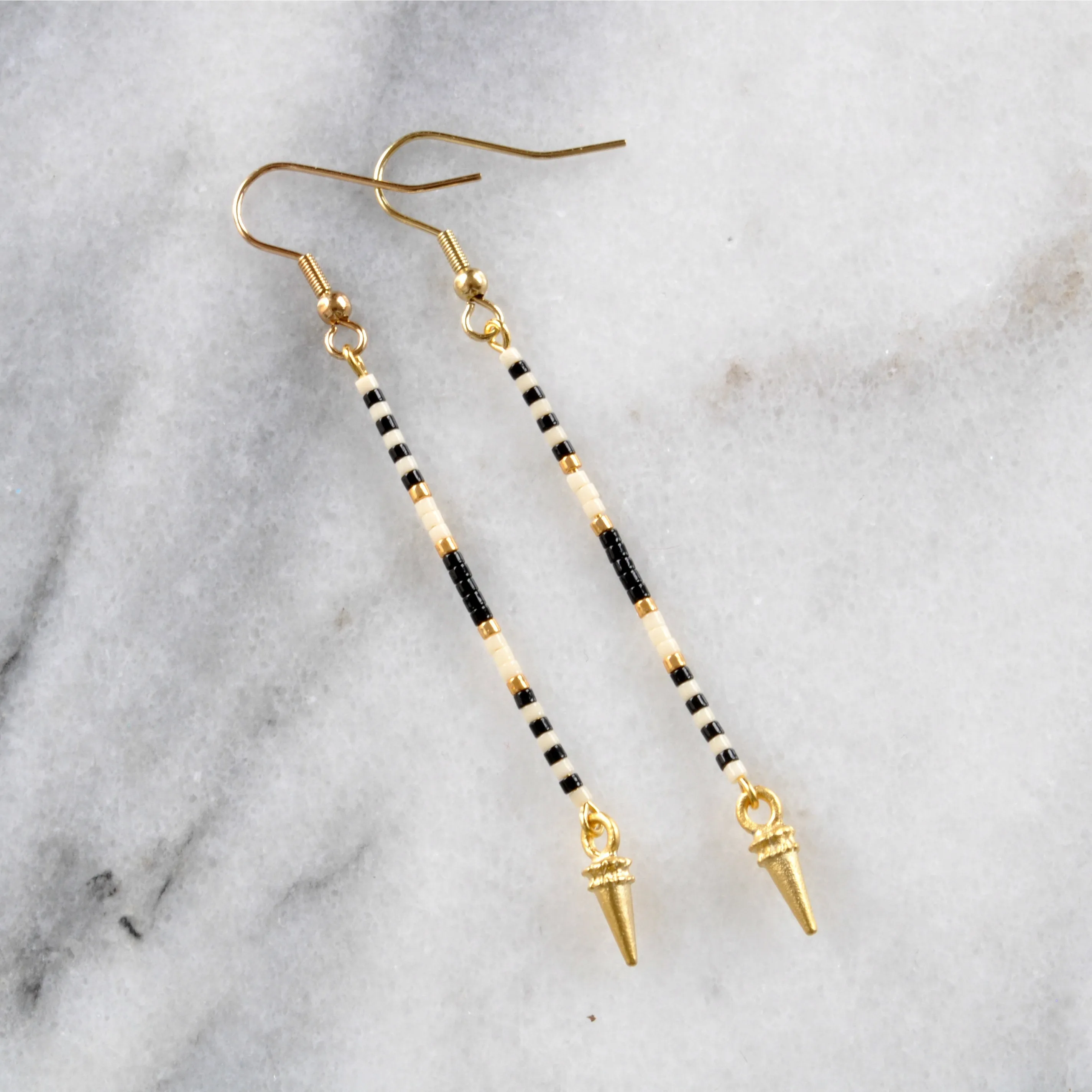 Long Beaded Stick Earrings