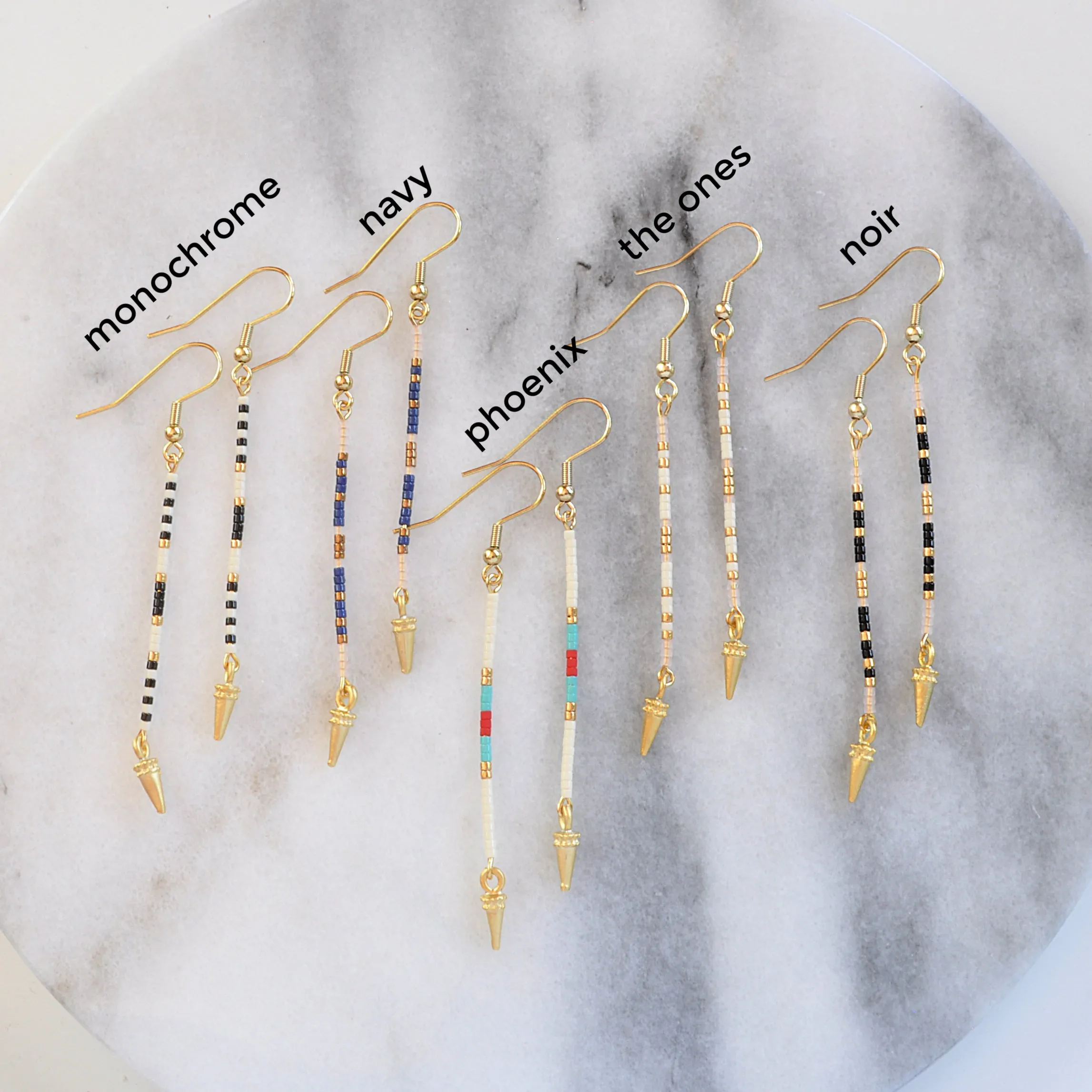 Long Beaded Stick Earrings