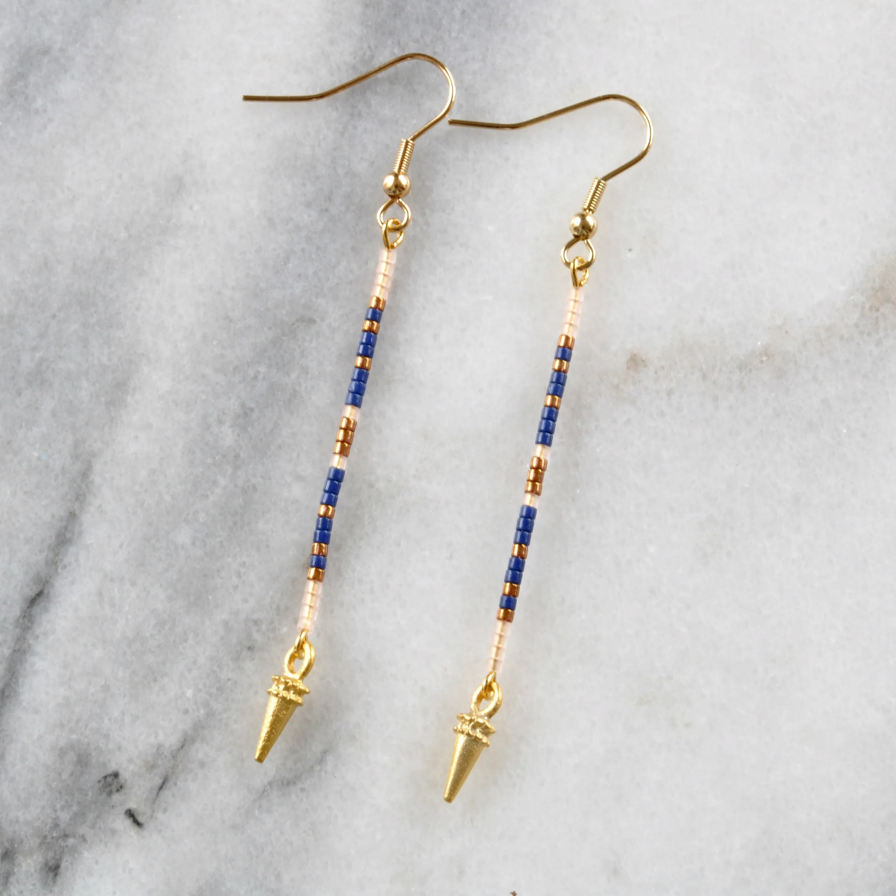 Long Beaded Stick Earrings